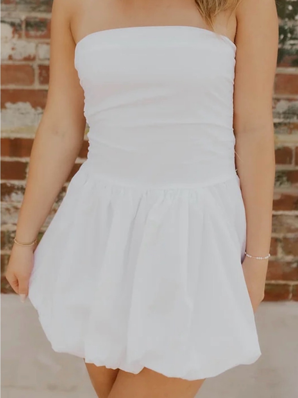 NWT Hunter & Brown White Strapless Bubble Dress Size Medium